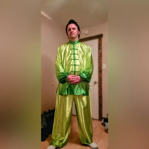 Men's Green Satin Suit. Super shiny